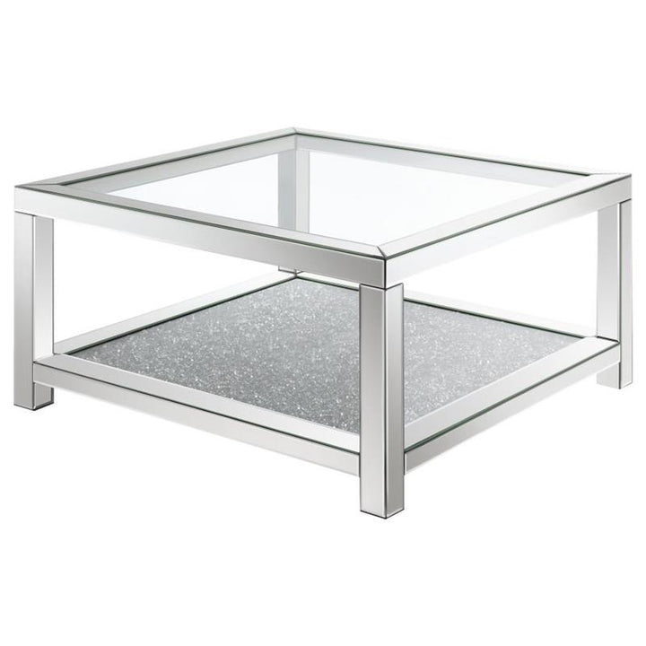 Valentina Rectangular Coffee Table with Glass Top Mirror (736218)