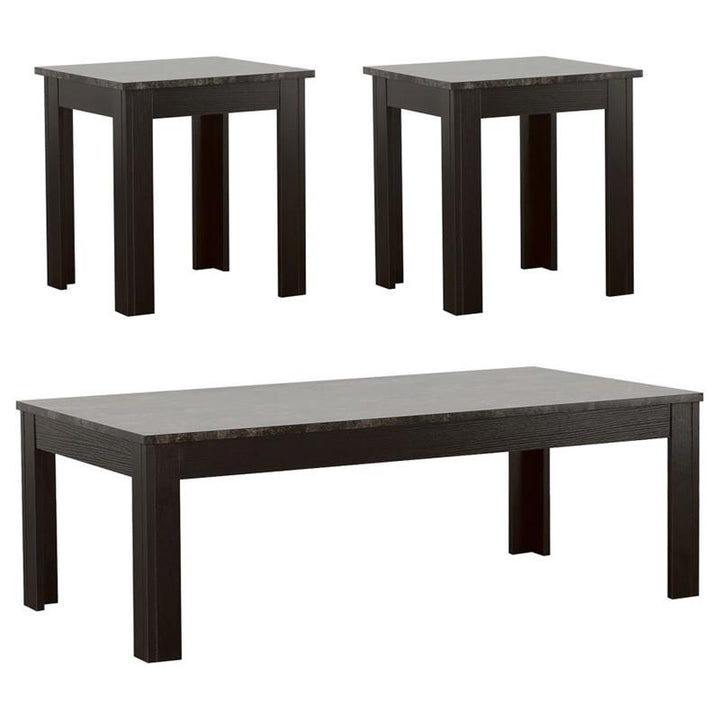 Rhodes 3-piece Faux-marble Top Occasional Table Set Black (700375)