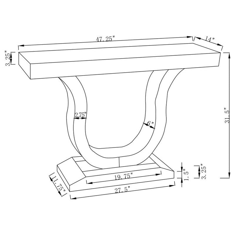 Saanvi Console Table with U-shaped Base Clear Mirror (930010)