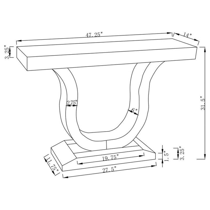 Saanvi Console Table with U-shaped Base Clear Mirror (930010)