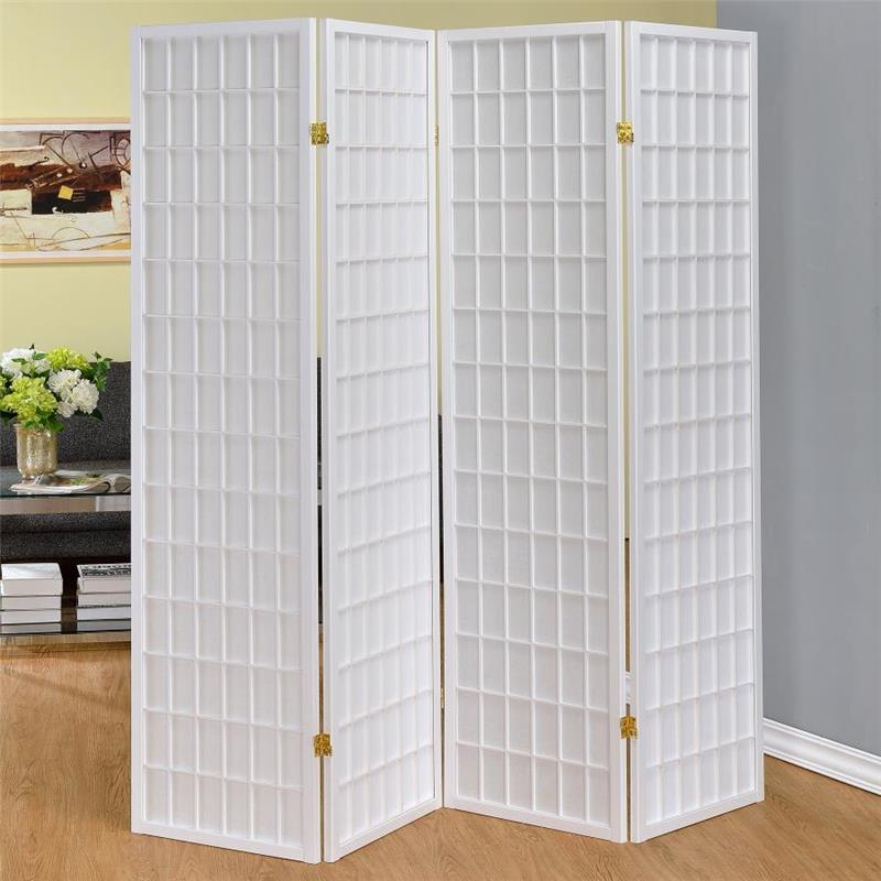 Roberto 4-panel Folding Screen White (902626)