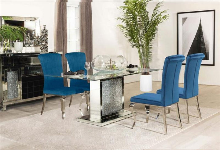 Marilyn 5-piece Rectangular Dining Set Mirror and Teal (115571N-S5T)