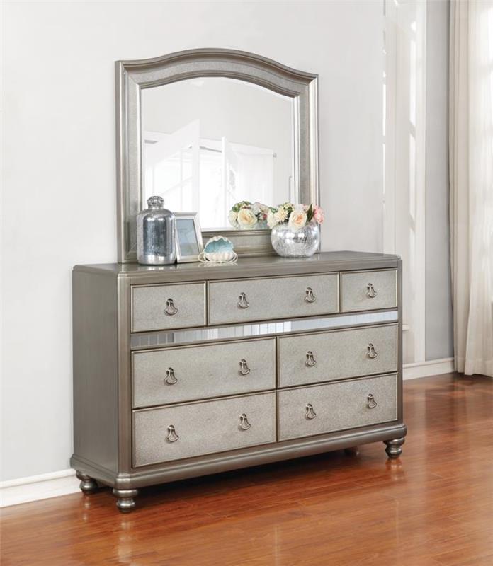 Bling Game Arched Dresser Mirror Metallic Platinum (204184)