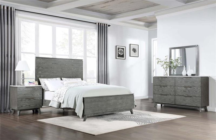 Nathan 4-piece Eastern King Bedroom Set White Marble and Grey (224601KE-S4)