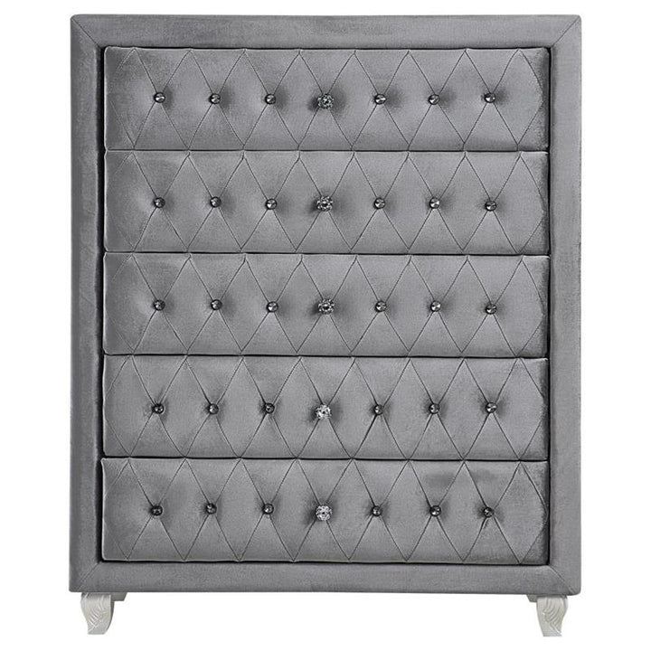 Deanna Upholstered Tufted Bedroom Set Grey (205101Q-S5)