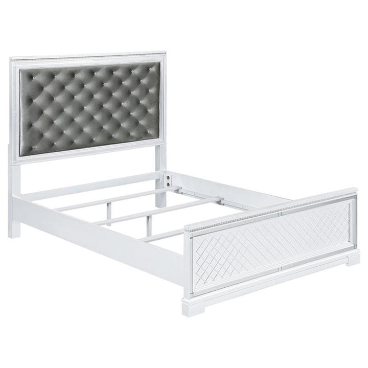 Eleanor Upholstered Tufted Bed White (223561KW)