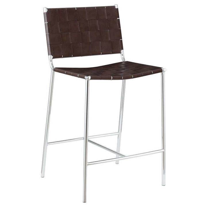 Adelaide Upholstered Counter Height Stool with Open Back Brown and Chrome (183583)