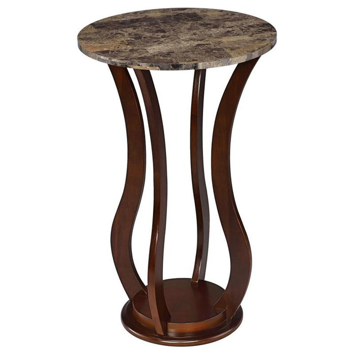 Elton Round Marble Top Accent Table Brown (900926)