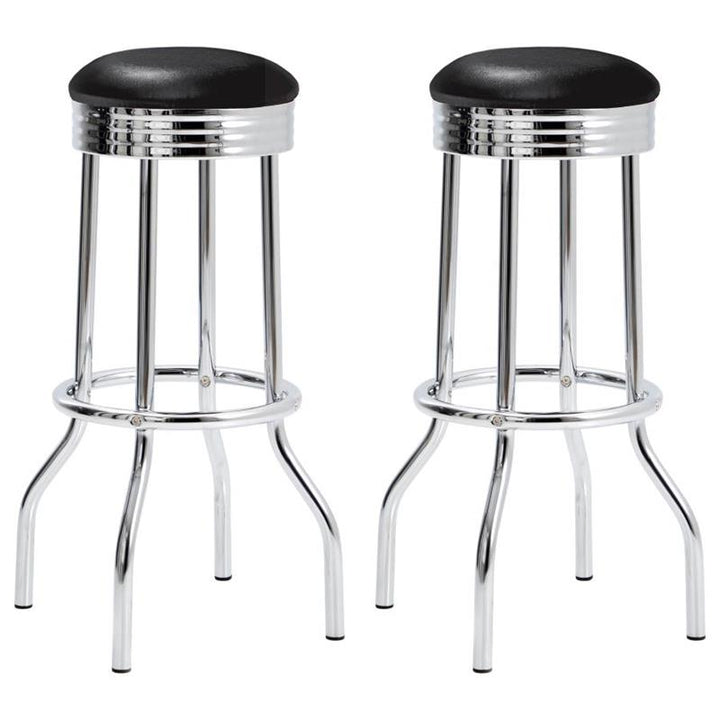 Theodore Upholstered Top Bar Stools Black and Chrome (Set of 2) (2408)