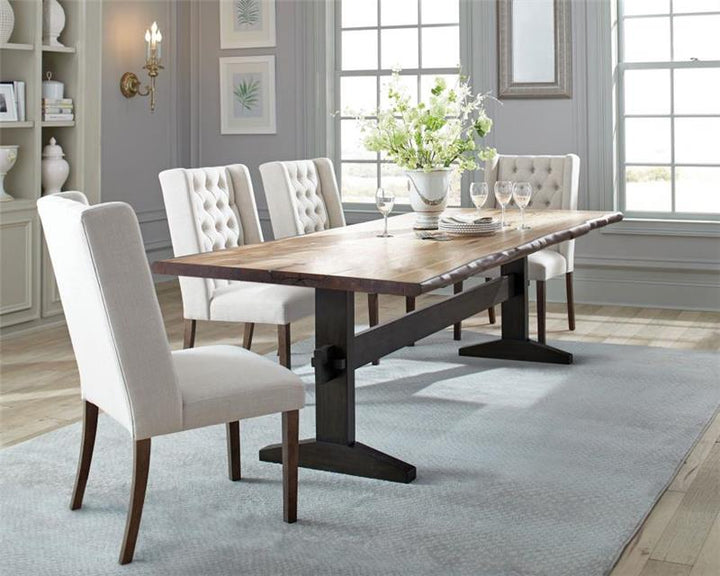 Bexley Rectangular Live Edge Dining Set Natural Honey and Espresso (110331-S5)