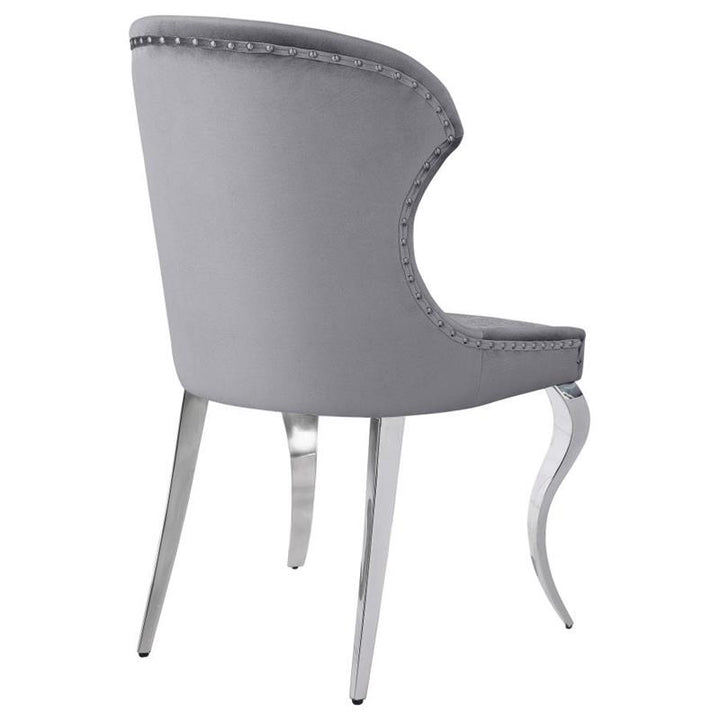 Cheyanne Upholstered Wingback Side Chair with Nailhead Trim Chrome and Grey (Set of 2) (190743)