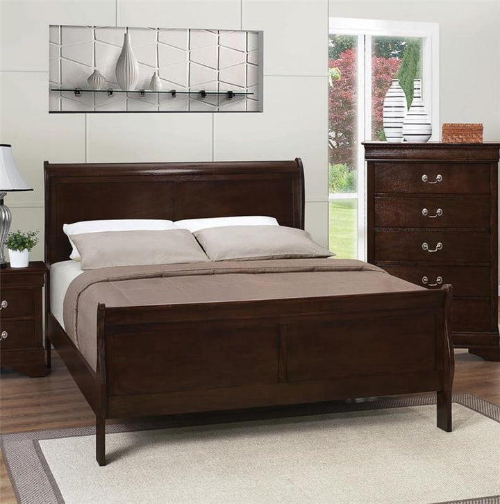 Louis Philippe Queen Panel Sleigh Bed Cappuccino (202411Q)