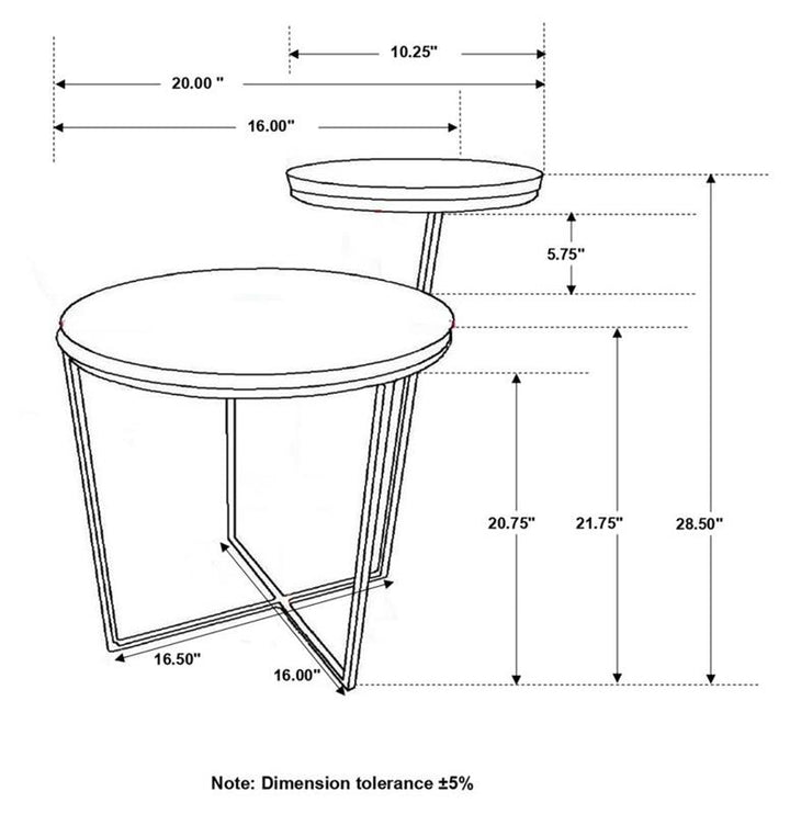 Yael Round Accent Table Natural and Gunmetal (935980)