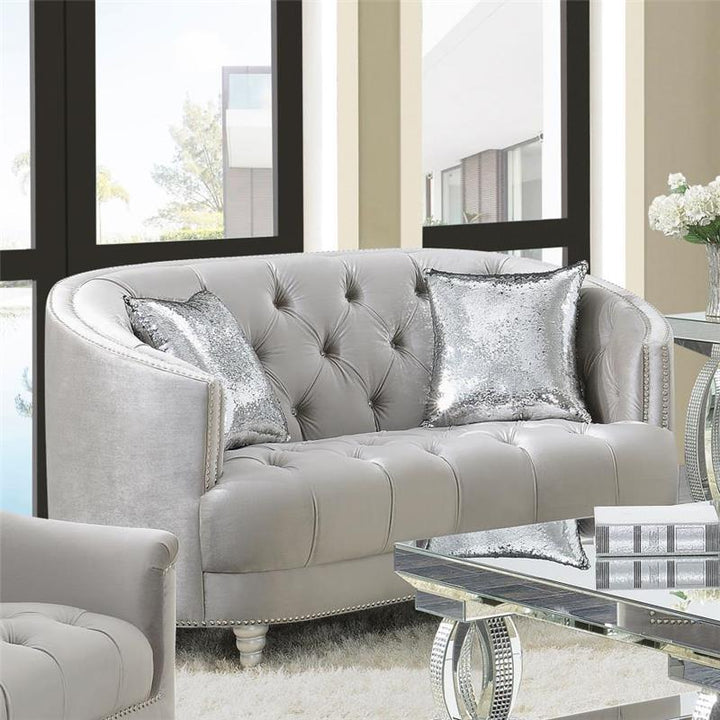 Avonlea Sloped Arm Tufted Loveseat Grey (508462)