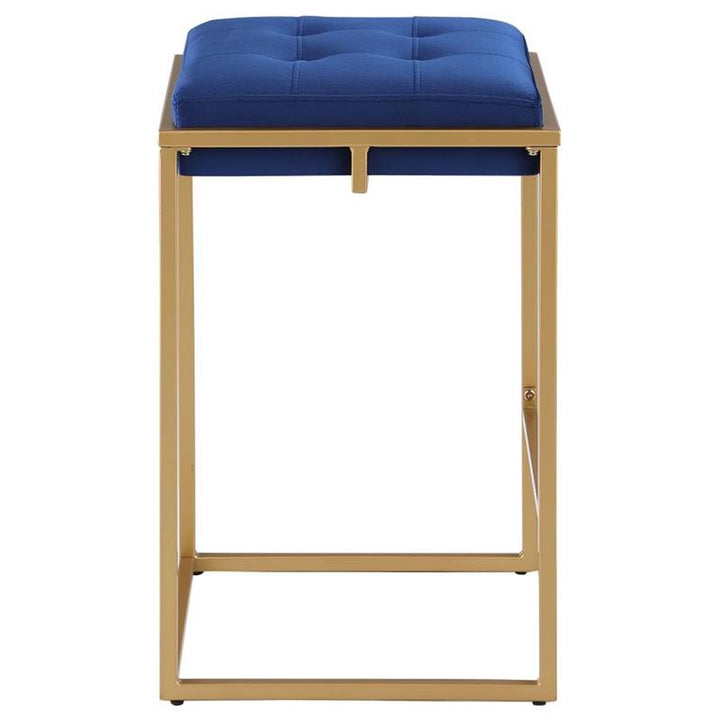 Nadia Square Padded Seat Counter Height Stool (Set of 2) Blue and Gold (183649)