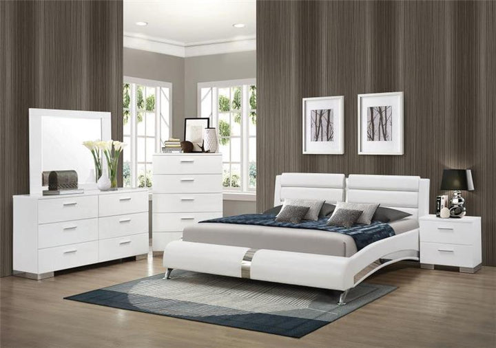 Jeremaine California King Upholstered Bed White (300345KW)