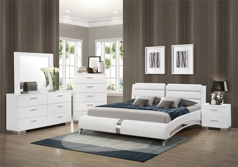 Jeremaine Eastern King Upholstered Bed White (300345KE)