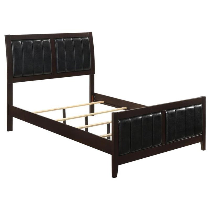 Carlton Eastern King Upholstered Bed Cappuccino and Black (202091KE)