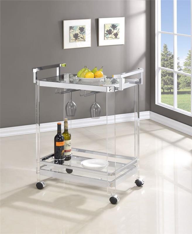 Jefferson 2-tier Glass Serving Cart Clear (902589)