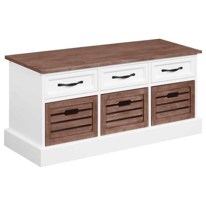 Alma 3-drawer Storage Bench Weathered Brown and White (911196)