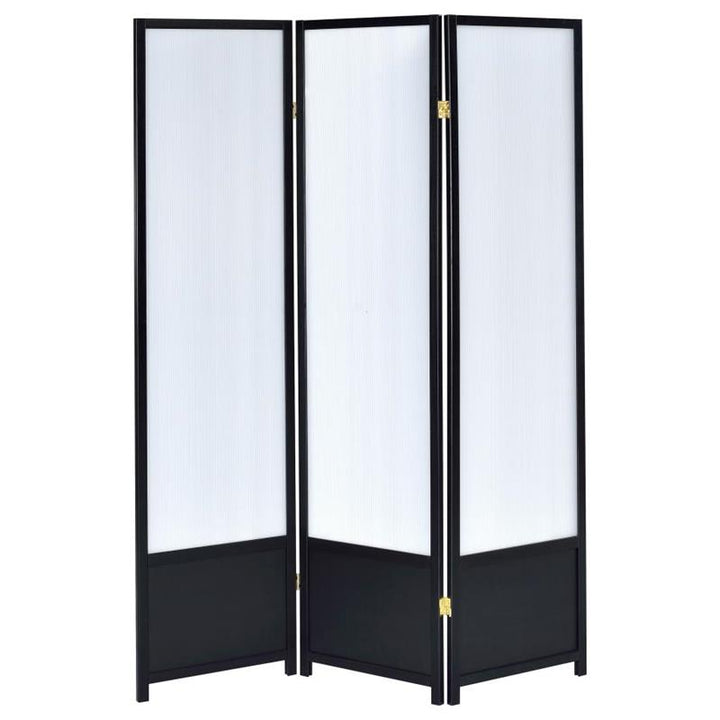 Calix 3-panel Folding Floor Screen Translucent and Black (900120)