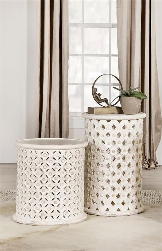 Krish 18-inch Round Accent Table White Washed (936142)