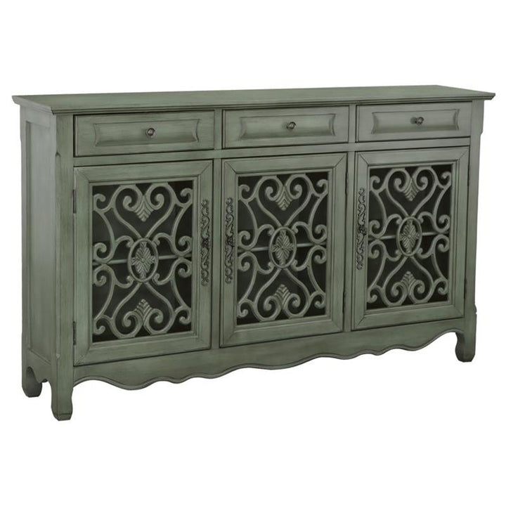 Madeline 3-door Accent Cabinet Antique Green (950357)