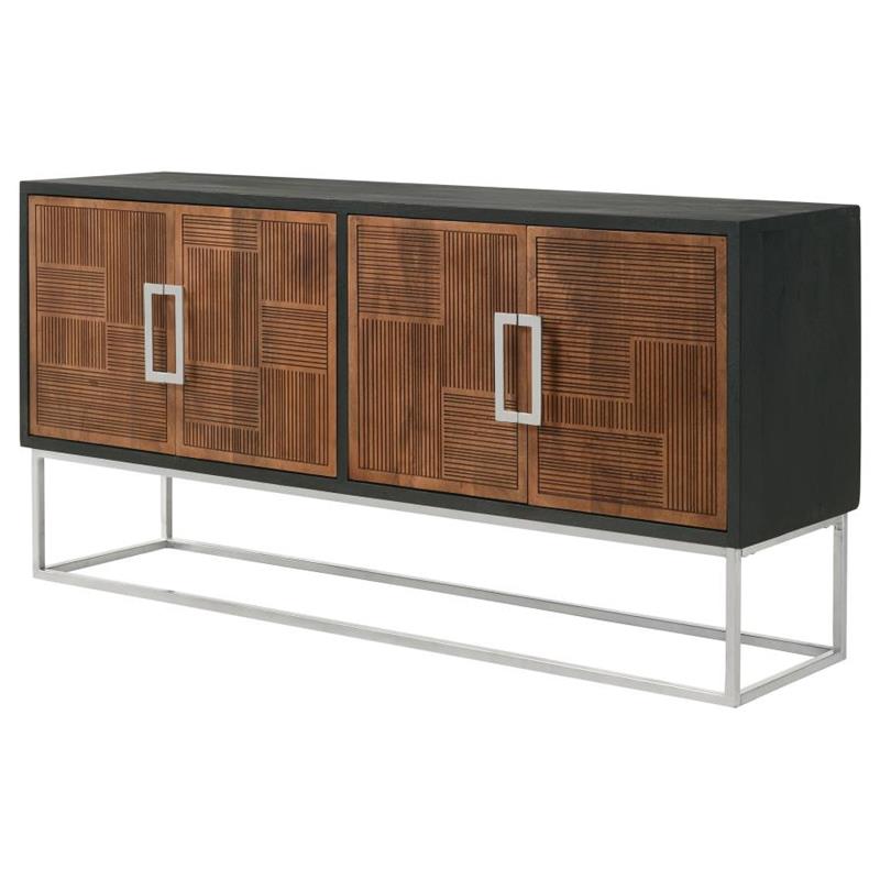 Borman 4-door Wooden Accent Cabinet Walnut and Black (950331)