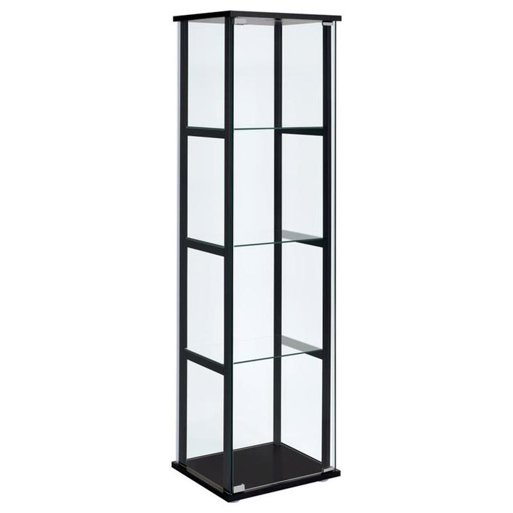 Cyclamen 4-shelf Glass Curio Cabinet Black and Clear (950171)