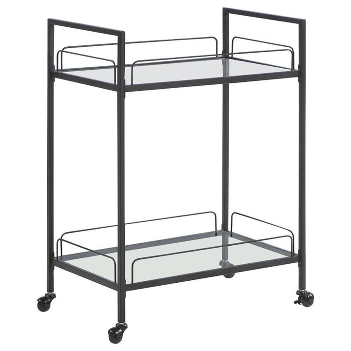 Curltis Serving Cart with Glass Shelves Clear and Black (181065)