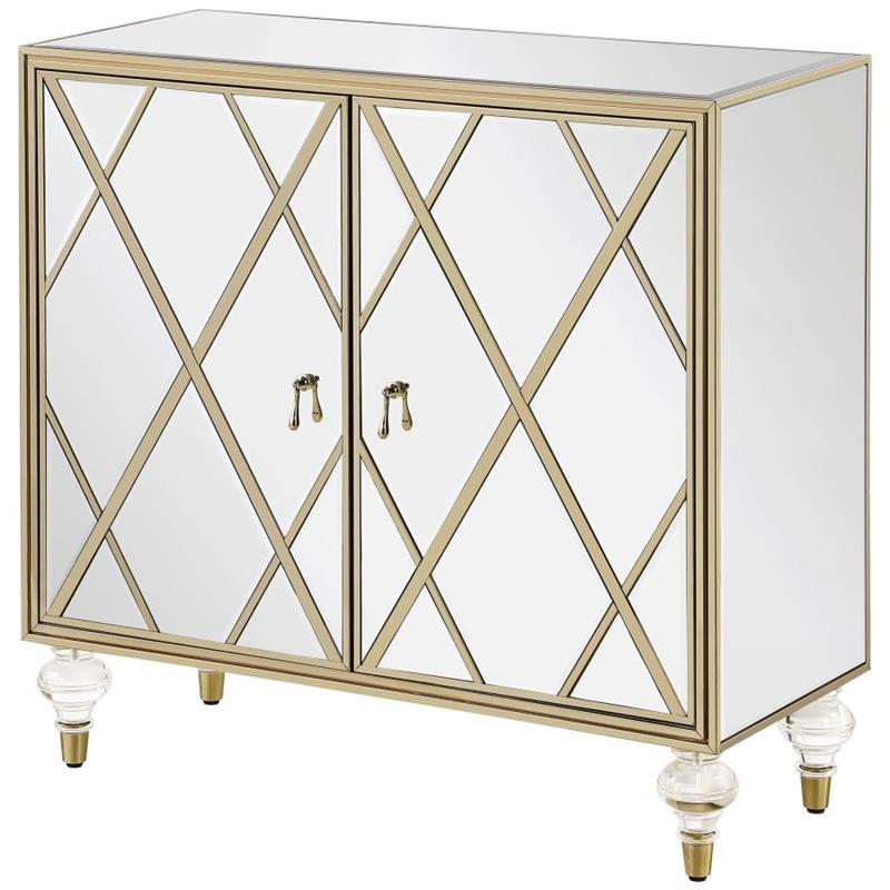 Astilbe 2-door Accent Cabinet Mirror and Champagne (951851)