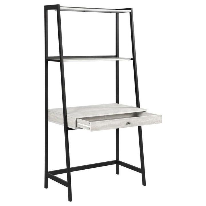 Pinckard 1-drawer Ladder Desk Grey Stone and Black (805801)