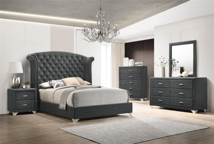 Melody 5-piece Queen Tufted Upholstered Bedroom Set Grey (223381Q-S5)