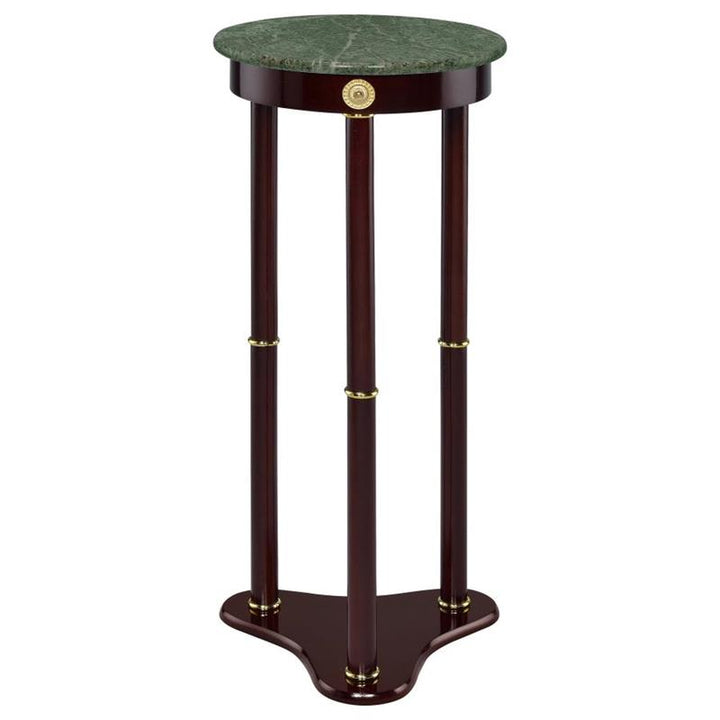 Edie Round Marble Top Accent Table Merlot (3315)