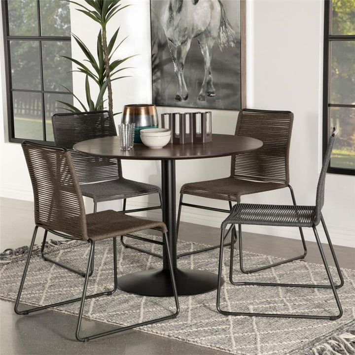Cora Round Dining Table Walnut and Black (110280)
