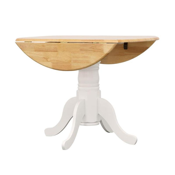 Allison Drop Leaf Round Dining Table Natural Brown and White (4241)