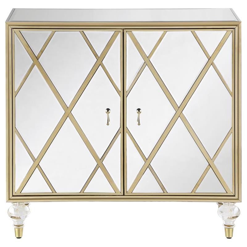 Astilbe 2-door Accent Cabinet Mirror and Champagne (951851)