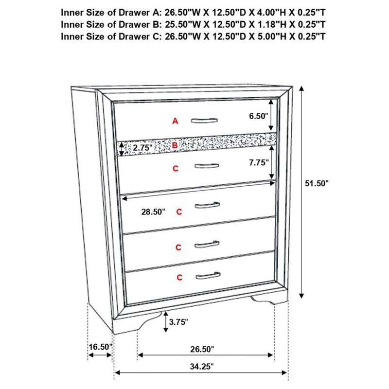 Miranda Platform Storage Bedroom Set (205111KW-S5)