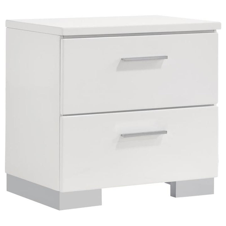 Felicity 2-drawer Nightstand Glossy White (203502)
