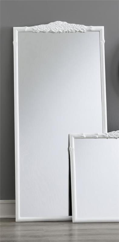 Sylvie French Provincial Rectangular Floor Mirror White (969532GWT)