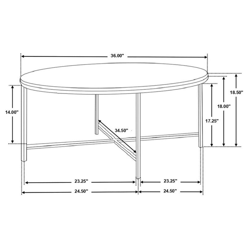 Ellison Round X-cross Coffee Table White and Gold (723208)