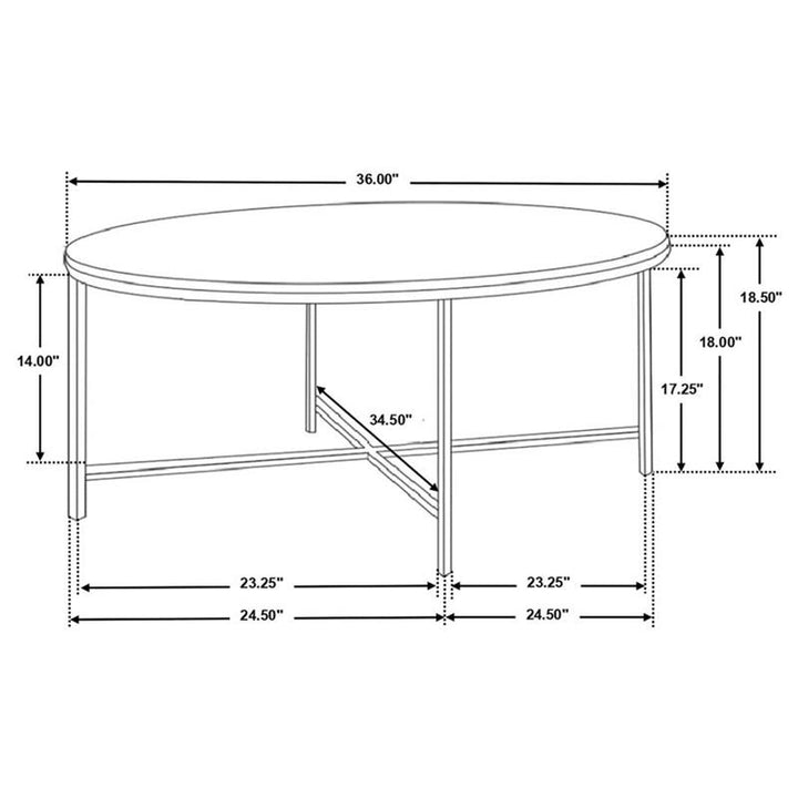 Ellison Round X-cross Coffee Table White and Gold (723208)