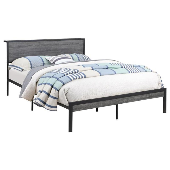 Ricky Full Platform Bed Grey and Black (302143F)