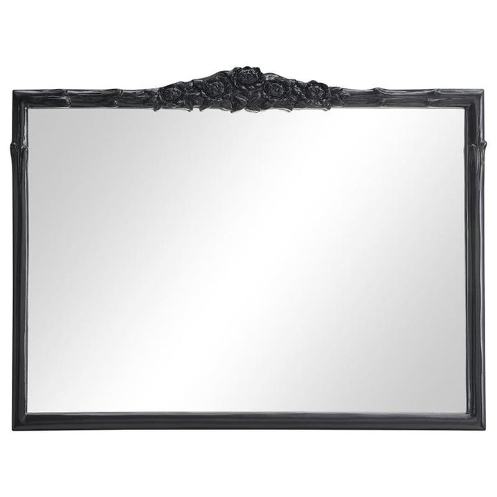 Sylvie French Provincial Rectangular Mantle Mirror Black (969531GBK)