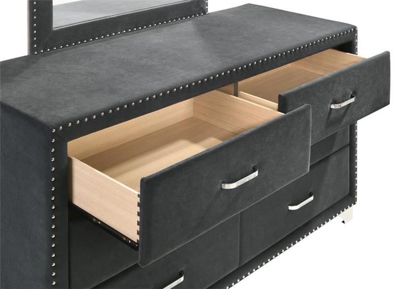 Melody 6-drawer Upholstered Dresser Grey (223383)