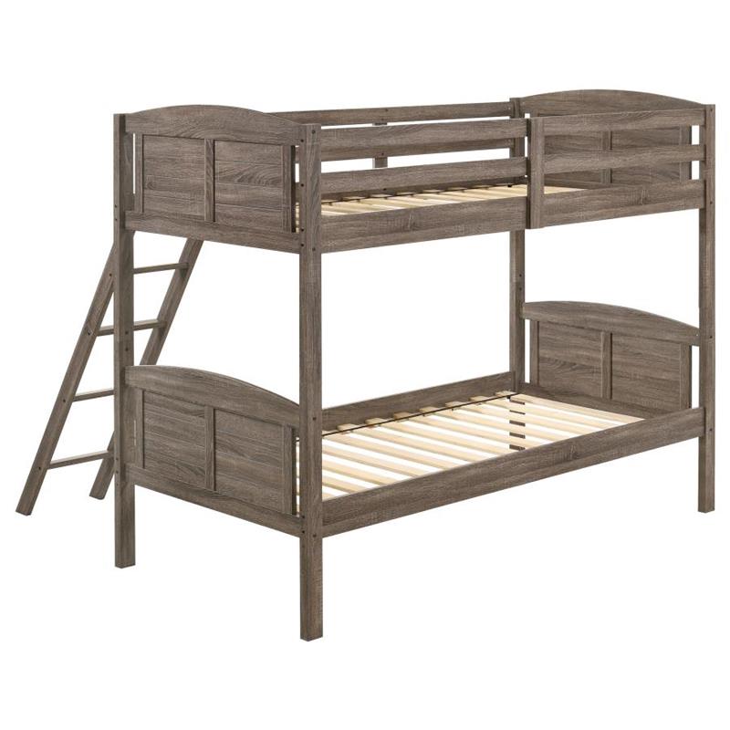 Flynn Twin Over Twin Bunk Bed Weathered Brown (400808)
