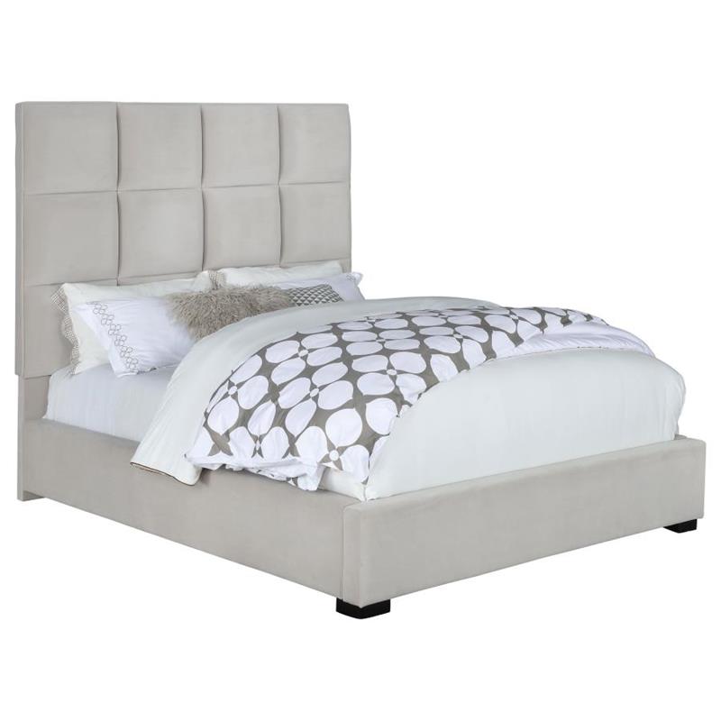 Panes Queen Tufted Upholstered Panel Bed Beige (315850Q)