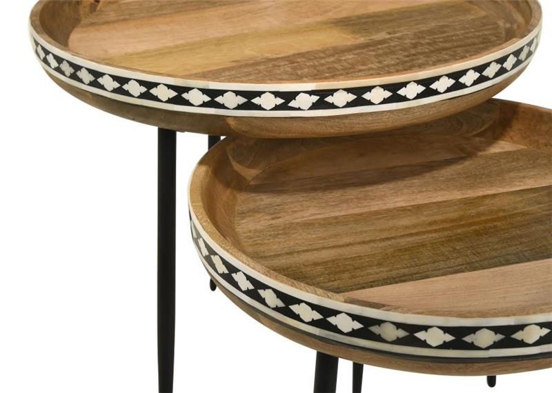 Ollie 2-piece Round Nesting Table Natural and Black (930193)