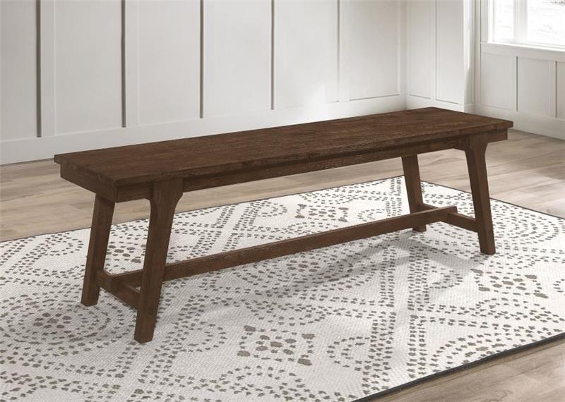 Reynolds Rectangular Trestle Base Dining Bench Brown Oak (107593)