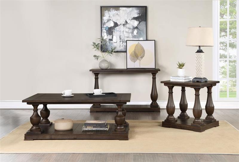 Walden Rectangular Coffee Table with Turned Legs and Floor Shelf Coffee (753378)